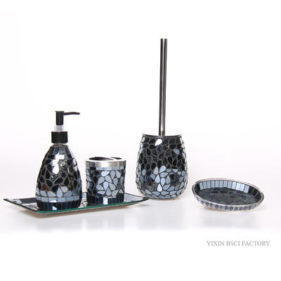 Quality Glass Mosiac Bathroom Accessories 5 Pieces
