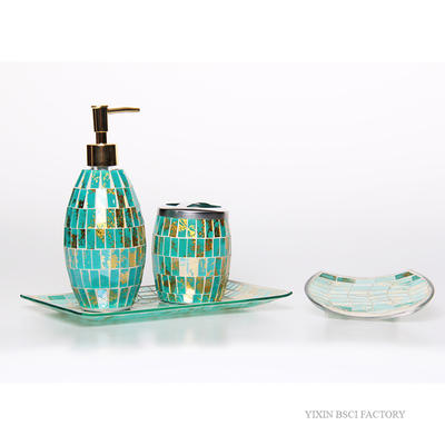 Wholesale Mosaic Glass Bathroom Accessories Set