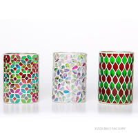 Glass Candle Mosaic Set for Dining/living Room Decorations