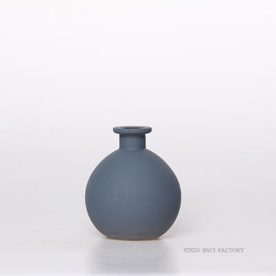 Round Contemporary Glass Vase Dark Grey with Mine Design