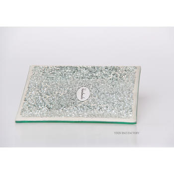 Square classical silver crackle glass mosaic plate