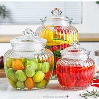 Clear Glass Lidded Jar Kitchen Storage Jars