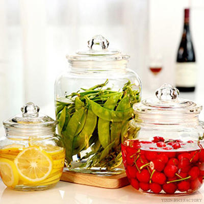 Glass Jar Food Storage Canisters with Tight Lids for Kitchen