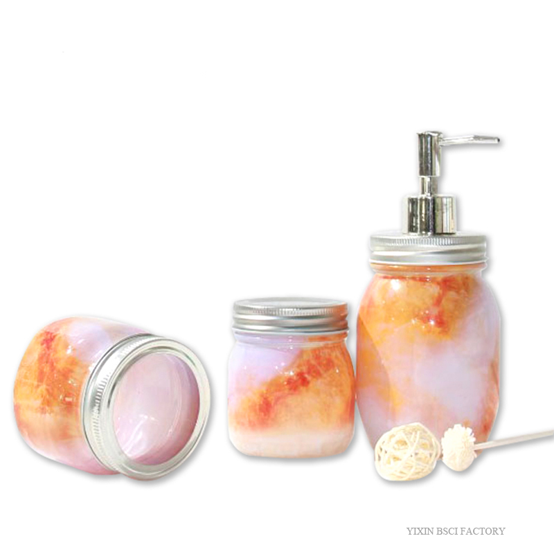 Hinged Glass Jars Bathroom Accessories Set