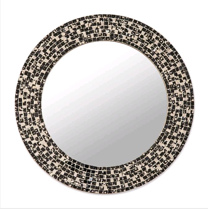 Small Glass Mosaic Mirror Black Color Corrode Design
