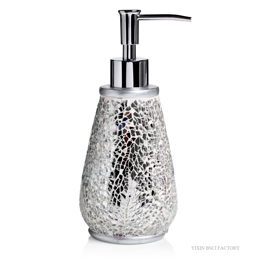 Mosaic Bathroom Accessories Silver Crackled Mosaic Design