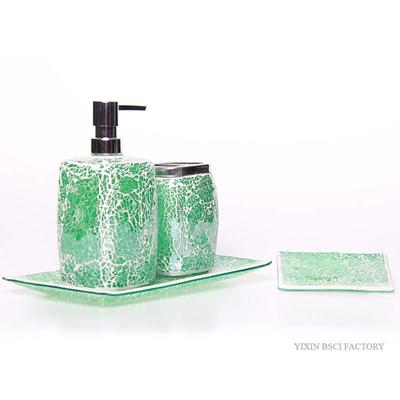 Glass Mosaic Bathroom Accessories Set Light Green