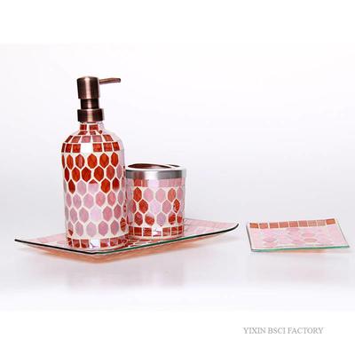 Glass Bathroom Accessories Set with Hexagon or Square