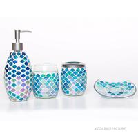 Bright Colored Mosaic Glass Bathroom Accessories 4 Pieces