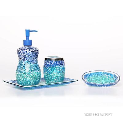 Unique Decorative Mosaic Glass Bathroom Set 4 Piece