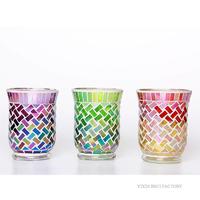 Glass Mosaic Crackle Candle Holder  3 Color Available