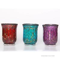 Crackle Mosaic Candle Glass Mixed Design
