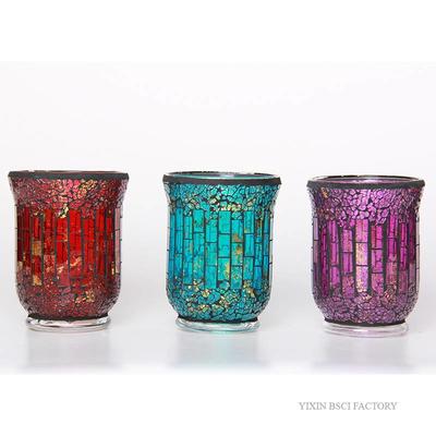 Crackle Mosaic Candle Glass Mixed Design
