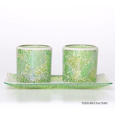 Glass Mosaic Tealight Holder and Tray Home Decor