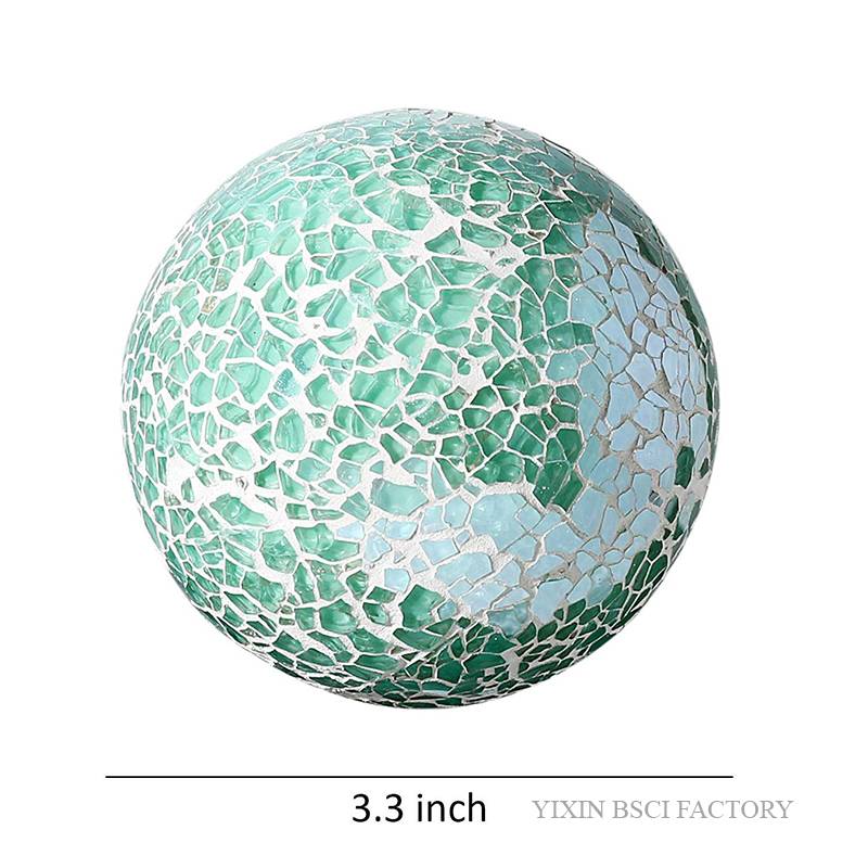 3.3 Inch Glass Mosaic Balls Sphere Color Teal Blue