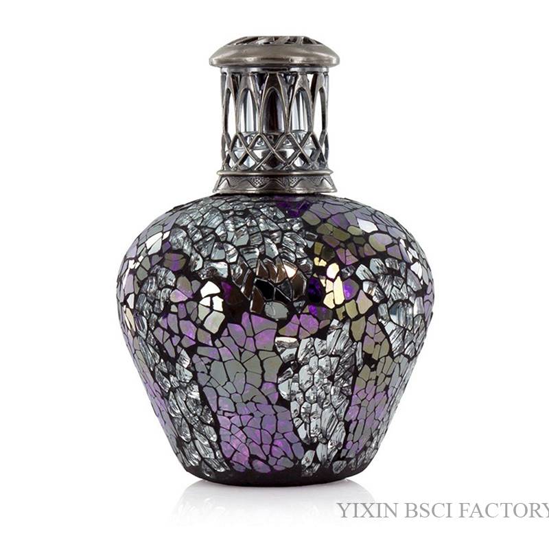 Glass Fragrance Lamp Crackled Mosaic Design