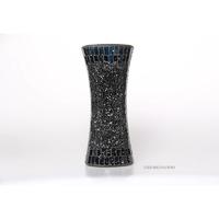 Black Mosaic Glass Display Vase Waist Drum Shape