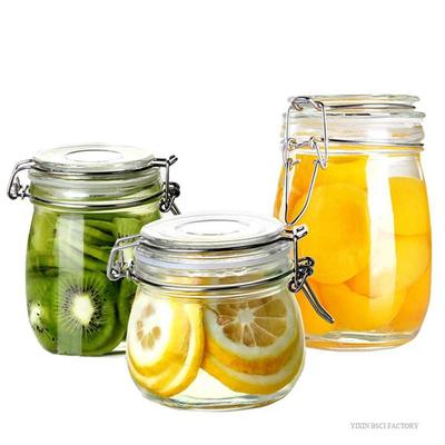 Glass Jar with Latch with Airtight Lid for Canning or Honey