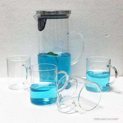 Specialty Glass Jars Drinking Pitcher Glasses Set with Handle