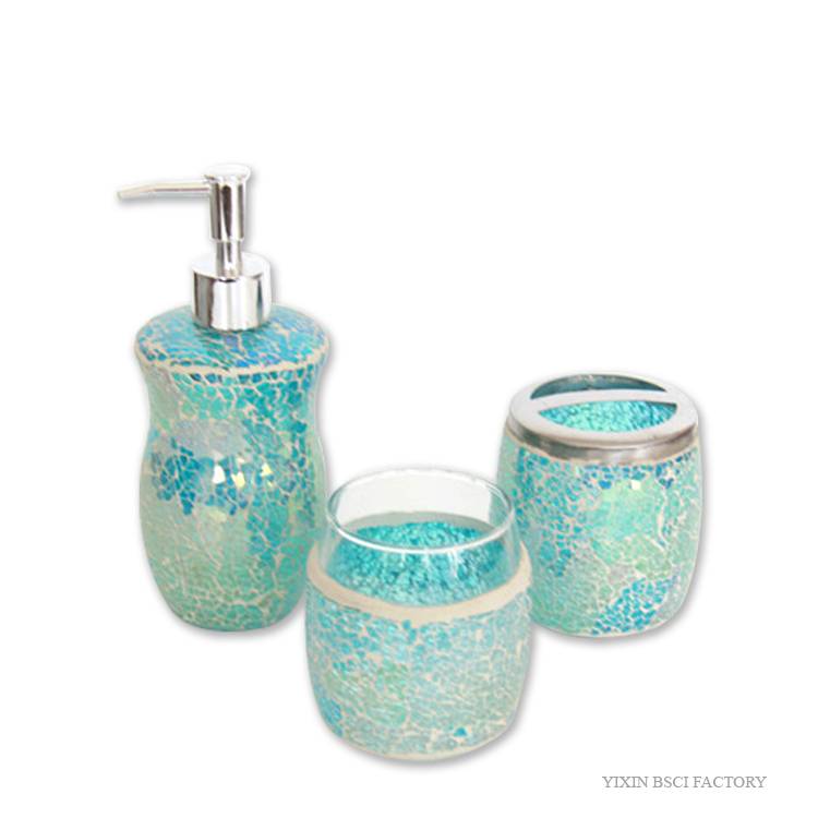 3-piece Mosaic Glass Bathroom Accessories Suppliers