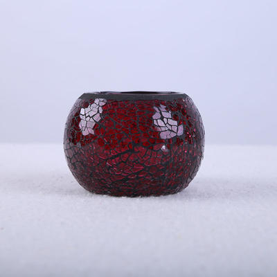 Flat Glass Candle Holders Mosaic Dark Red
