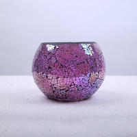Mosaic Glass Jug Candle Holder Purple