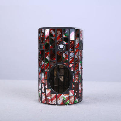 Mosaic Glass Oil Burner Red with Silver Foil