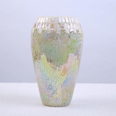 Iridescent Piece Mosaic with Mother of Pearl Glass Vase