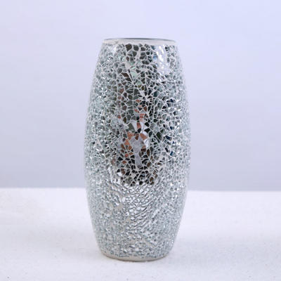 Silver Crackle Mosaic Glass Vase Wholesale