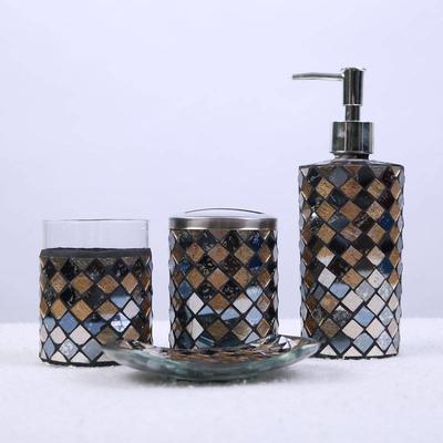 Black Mosaic Bathroom Accessories Set of 4