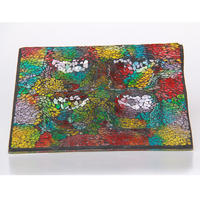 Rainbown Crackle Mosaic Square Plate with Four Holes