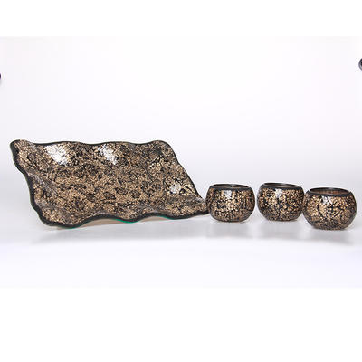 Mosaic Crackle Plate with Mosaic Candle Holder