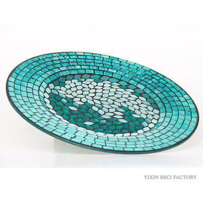 Mosaic Dishes Glass Plate with Silver Foil