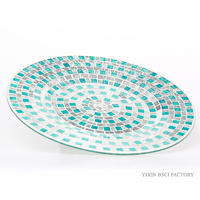 Mosaic Wall Plates in Blue and Silver Color