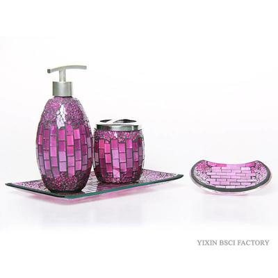 Mosaic Bathroom Accessories Glass Containers Set of 4
