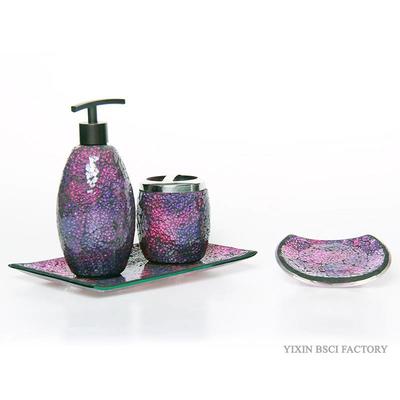 Houseware Mosaic Bathroom Set Purple and Pink in 4 Pcs